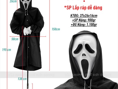 Con ma bù nhìn lái xe The Scream trắng đen 2m HLW-MAQUY-08