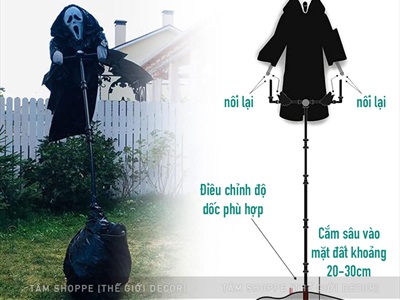 Con ma bù nhìn lái xe The Scream trắng đen 2m HLW-MAQUY-08