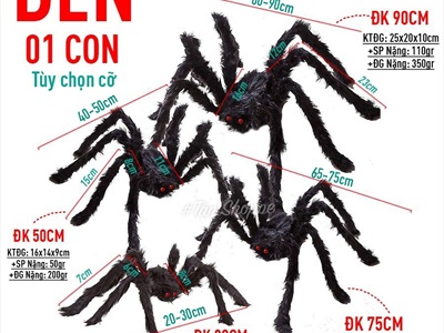 Con nhện đen lông xù chân kẽm ĐK 30-90cm TCV-NHEN-02