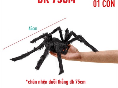 Con nhện đen lông xù chân kẽm ĐK 30-90cm TCV-NHEN-02