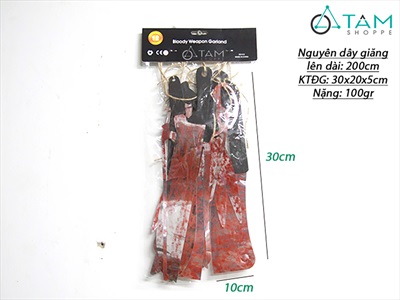 Dây banner giấy treo dao máu nhiều kiểu [Kèm dây - hình in] BANER-HLW-09