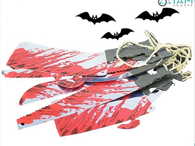 Dây banner giấy treo dao máu nhiều kiểu [Kèm dây - hình in] BANER-HLW-09