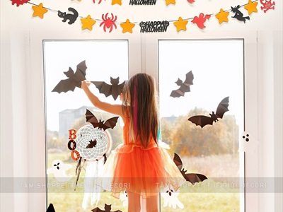 Dây banner Halloween giấy bìa cứng 2 kiểu vàng cam đen BANER-HLW-03