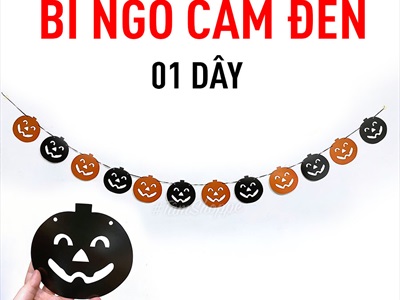 Dây banner Halloween giấy in bí ngô ma kim tuyến  BANER-HLW-05