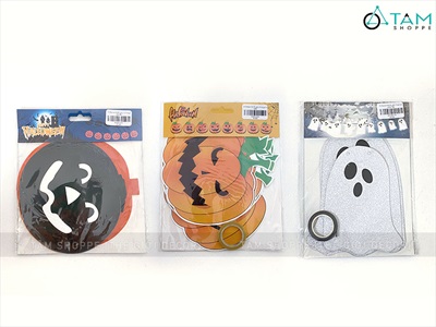 Dây banner Halloween giấy in bí ngô ma kim tuyến  BANER-HLW-05