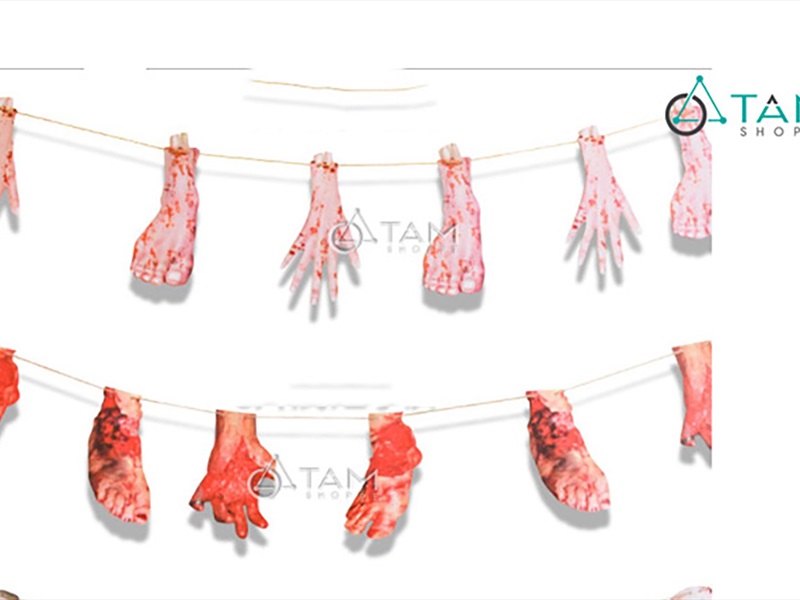 Dây banner giấy treo tay chân máu nhiều kiểu [Kèm dây - hình in] BANER-HLW-10