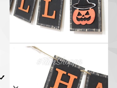 Dây banner chữ Halloween bằng gỗ handmade nhiều kiểu BANER-HLW-01