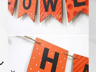 Dây banner chữ Halloween bằng gỗ handmade nhiều kiểu BANER-HLW-01