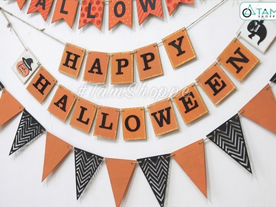 Dây banner chữ Halloween bằng gỗ handmade nhiều kiểu BANER-HLW-01