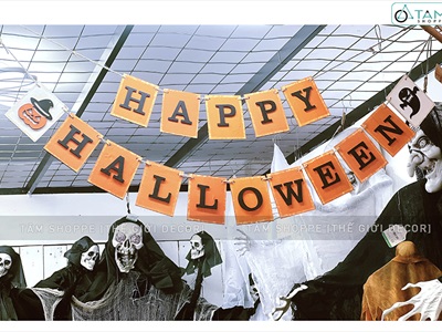 Dây banner chữ Halloween bằng gỗ handmade nhiều kiểu BANER-HLW-01