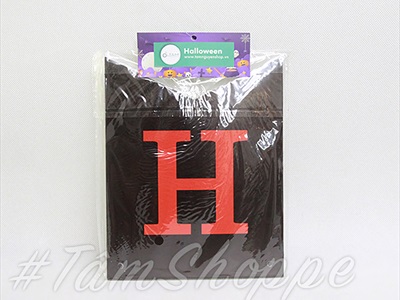 Dây banner giấy Happy Halloween cờ đuôi cá đen cam [Kèm dây - Giấy dày] BANER-HLW-08