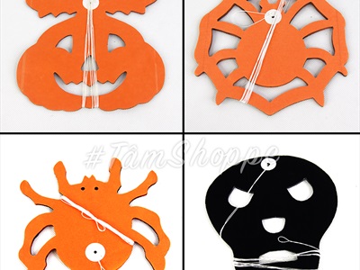Dây banner treo Halloween bằng giấy các kiểu dài 3m BANER-HLW-02