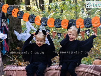 Dây banner treo Halloween bằng giấy các kiểu dài 3m BANER-HLW-02