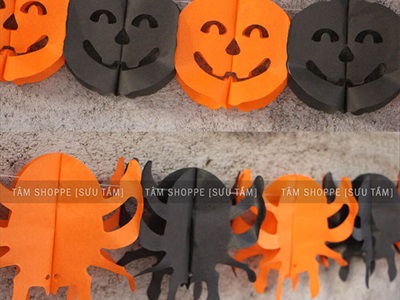 Dây banner treo Halloween bằng giấy các kiểu dài 3m BANER-HLW-02