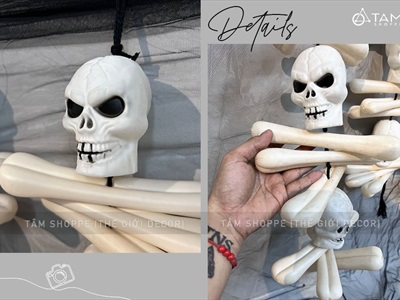 Dây treo Halloween đầu lâu nhựa xương chéo dài 110cm DTR-HLW-03