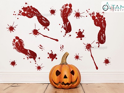 Decal Halloween dán kính tay chân máu khổ 80x80cm [Có keo - Chi tiết rời] DECAL-HLW-07