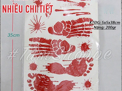 Decal Halloween dán kính tay chân máu khổ 80x80cm [Có keo - Chi tiết rời] DECAL-HLW-07