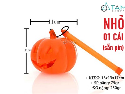 Lồng đèn bí ngô nhựa đèn led cầm tay (phát âm thanh - sẵn pin) LDEN-NHUA-01