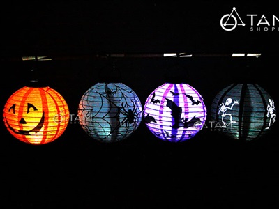 Lồng đèn Halloween giấy khung nhựa có đèn Led ĐK20cm (tặng Pin) LDEN-GIAY-09