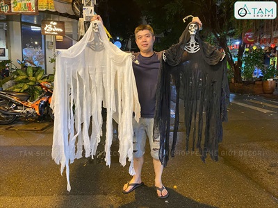 Mô hình con ma xương vai trắng đen 150cm [Đơn giản - Bay bay] HLW-MAQUY-40