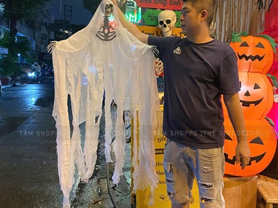 Mô hình con ma xương vai trắng đen 150cm [Đơn giản - Bay bay] HLW-MAQUY-40