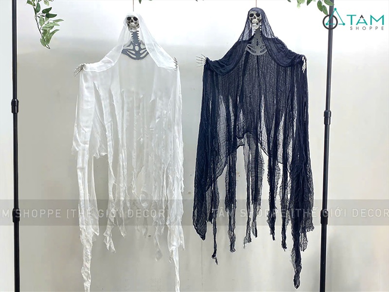Mô hình con ma xương vai trắng đen 150cm [Đơn giản - Bay bay] HLW-MAQUY-40