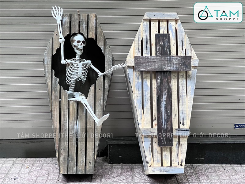 Mô hình quan tài Ma cà rồng Dracula bằng gỗ cỡ lớn D100cm QUANTAI-01