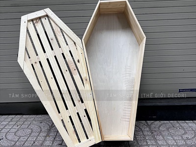 Mô hình quan tài Ma cà rồng Dracula bằng gỗ cỡ lớn D100cm QUANTAI-01