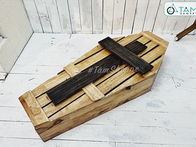 Mô hình quan tài Ma cà rồng Dracula bằng gỗ cỡ lớn D100cm QUANTAI-01