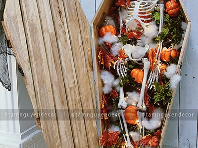 Mô hình quan tài Ma cà rồng Dracula bằng gỗ cỡ lớn D100cm QUANTAI-01