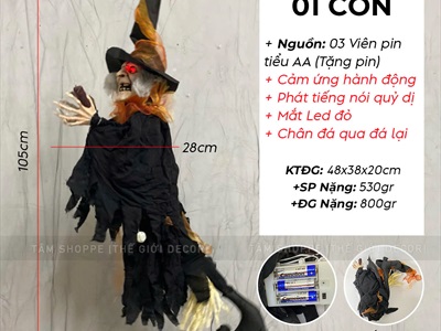 Mô hình phù thuỷ đen cưỡi chổi giãy dụa [Điện tử - Cảm ứng] HLW-MAQUY-43
