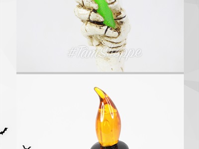 Nến điện tử bàn tay xương cầm nến sẵn pin NEN-DT-07
