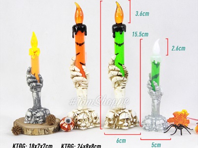 Nến điện tử bàn tay xương cầm nến sẵn pin NEN-DT-07