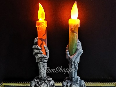 Nến điện tử bàn tay xương cầm nến sẵn pin NEN-DT-07
