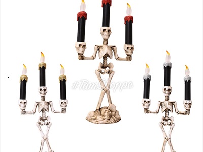 Nến điện tử bộ xương ba đầu ba ngọn nến sẵn pin NEN-DT-08