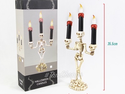 Nến điện tử bộ xương ba đầu ba ngọn nến sẵn pin NEN-DT-08