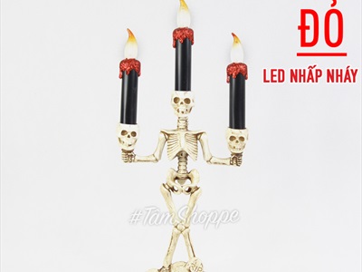 Nến điện tử bộ xương ba đầu ba ngọn nến sẵn pin NEN-DT-08