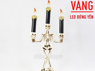 Nến điện tử bộ xương ba đầu ba ngọn nến sẵn pin NEN-DT-08
