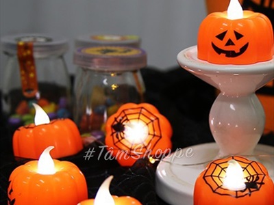 Nến điện tử hình bí ngô dạng tealight sẵn pin NEN-DT-05