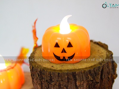 Nến điện tử hình bí ngô dạng tealight sẵn pin NEN-DT-05