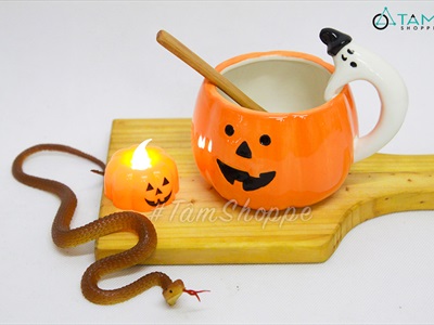Nến điện tử hình bí ngô dạng tealight sẵn pin NEN-DT-05