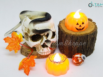 Nến điện tử hình bí ngô dạng tealight sẵn pin NEN-DT-05