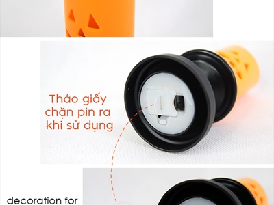 Nến điện tử trụ bí ngô C12cm sẵn pin NEN-DT-06