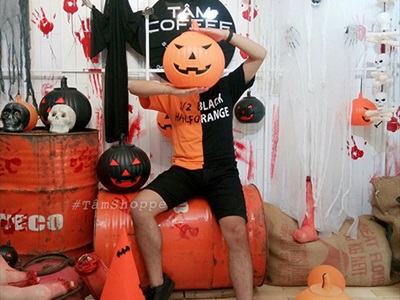 Quả bí ngô Halloween nhựa cứng cam đen nhiều cỡ TRAI-BINGO-02