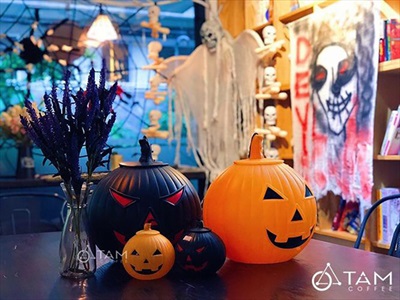 Quả bí ngô Halloween nhựa cứng cam đen nhiều cỡ TRAI-BINGO-02