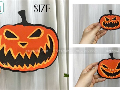 Set 04 miếng dán tường bí ngô 2 lớp kim tuyến [Mút bitis/ từ 11-31cm] DANTUONG-02