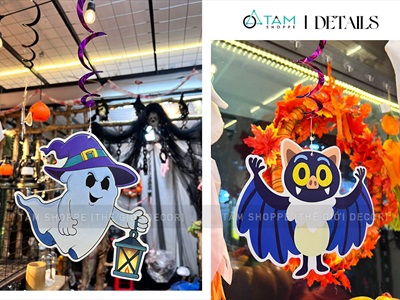 Set 06 dây treo Halloween thả trần xoắn 6 kiểu phụ kiện giấy DTR-HLW-01