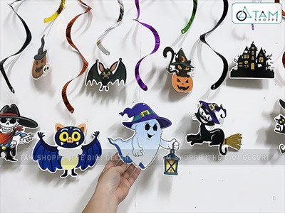 Set 06 dây treo Halloween thả trần xoắn 6 kiểu phụ kiện giấy DTR-HLW-01