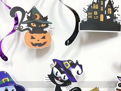 Set 06 dây treo Halloween thả trần xoắn 6 kiểu phụ kiện giấy DTR-HLW-01