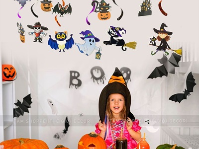 Set 06 dây treo Halloween thả trần xoắn 6 kiểu phụ kiện giấy DTR-HLW-01